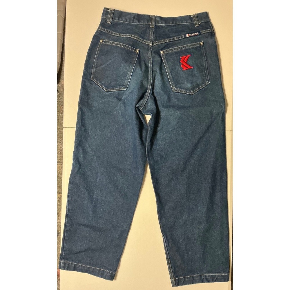 VTG Karl Kani Jeans Men 34x32 (fits 32x30) Blue Relaxed Baggy‎ Hip Hop Embroider